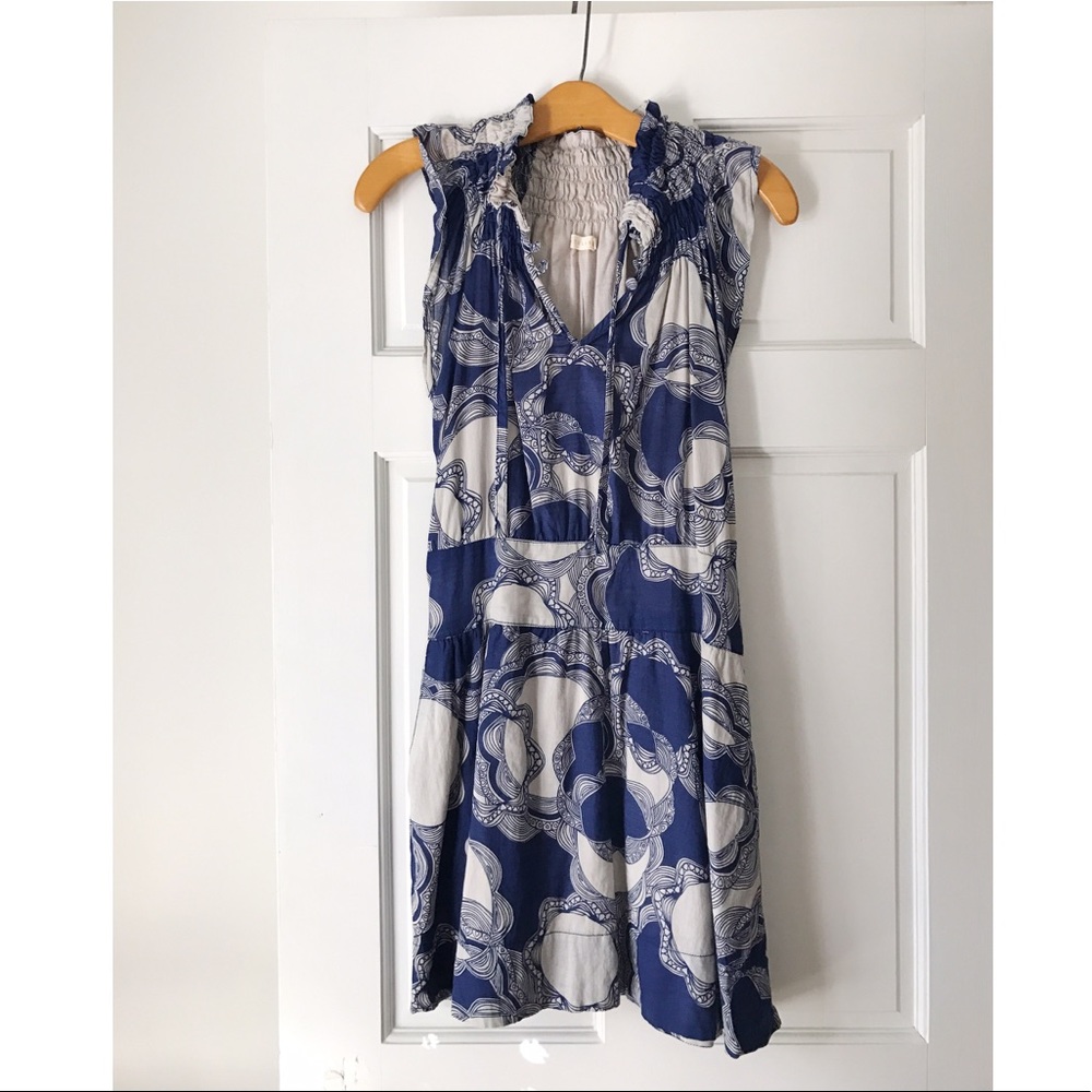 Tulle Navy Print Sleeveless Dress